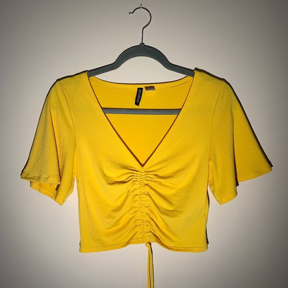 H&M Yellow Drawstring Ruched Tee - Picture 1 of 2